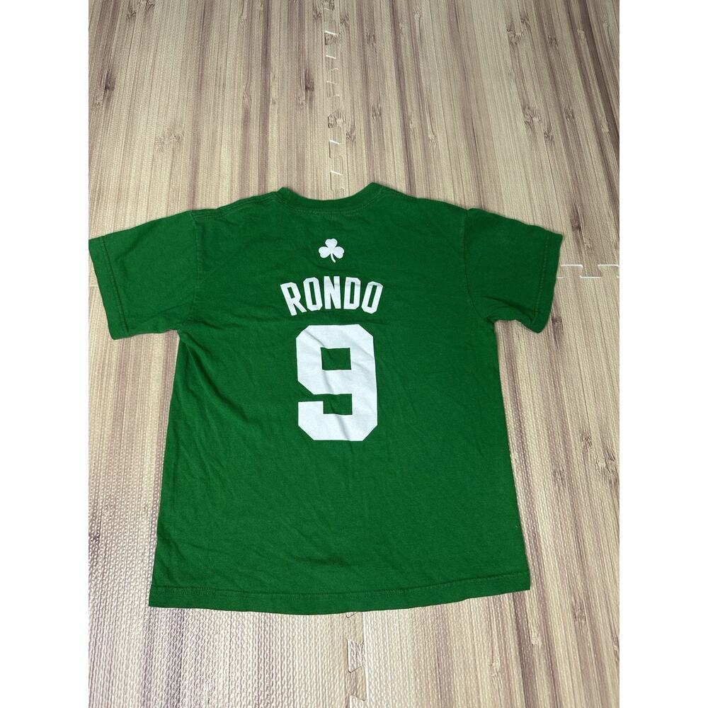 NBA Boston Celtics #9 Rajon Rondo Adidas Boys T-Shirt Medium Green - Picture 2 of 5